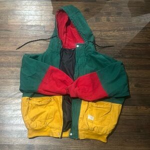 XL Zaful Vintage style Hooded Color Block Corduroy Jacket